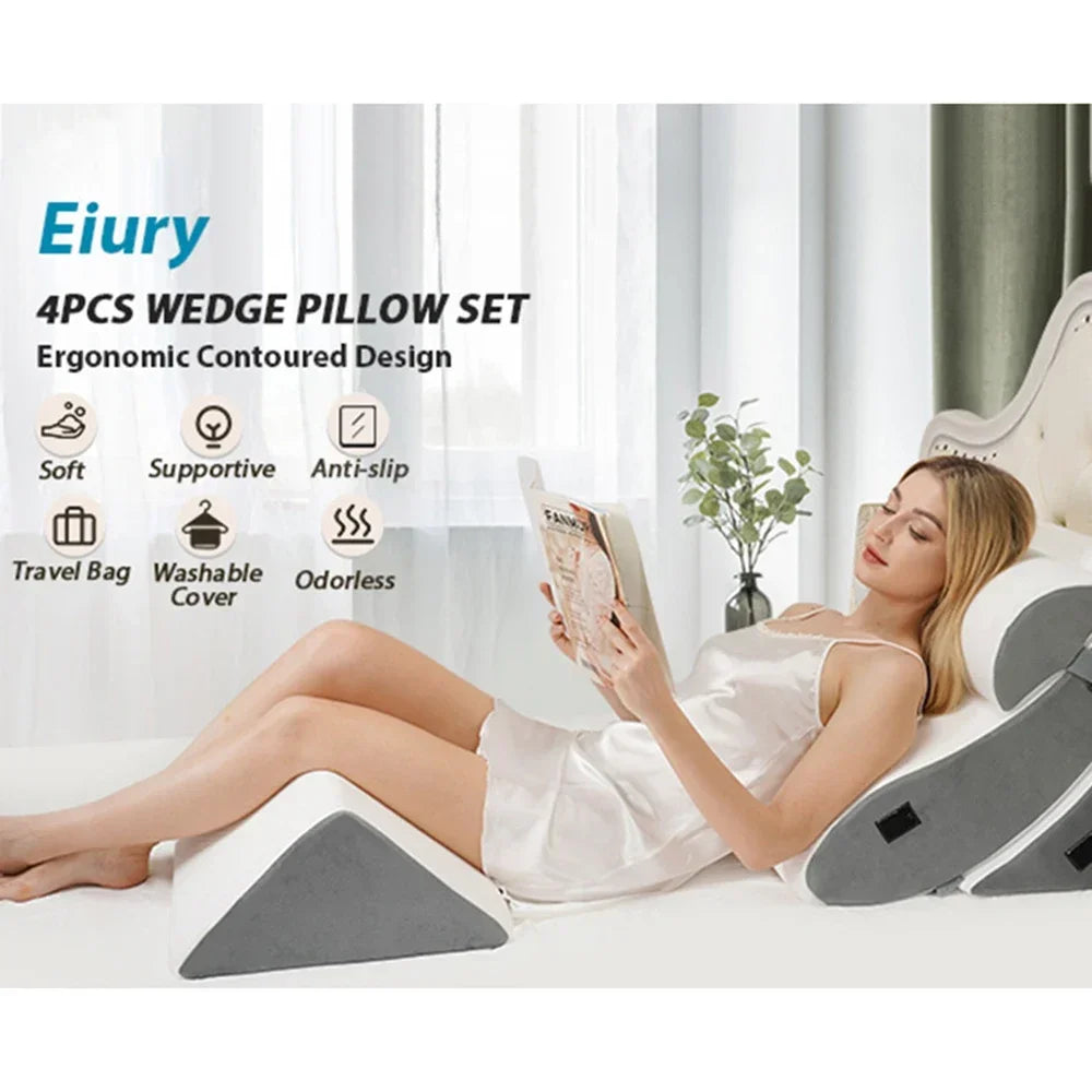 Orthopedic Bed Wedge Pillow Set (4-Piece)